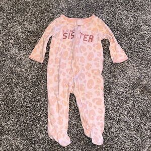Carters Brand Footie Pajamas "Little Sister" Size 3-6 Months Great Condition